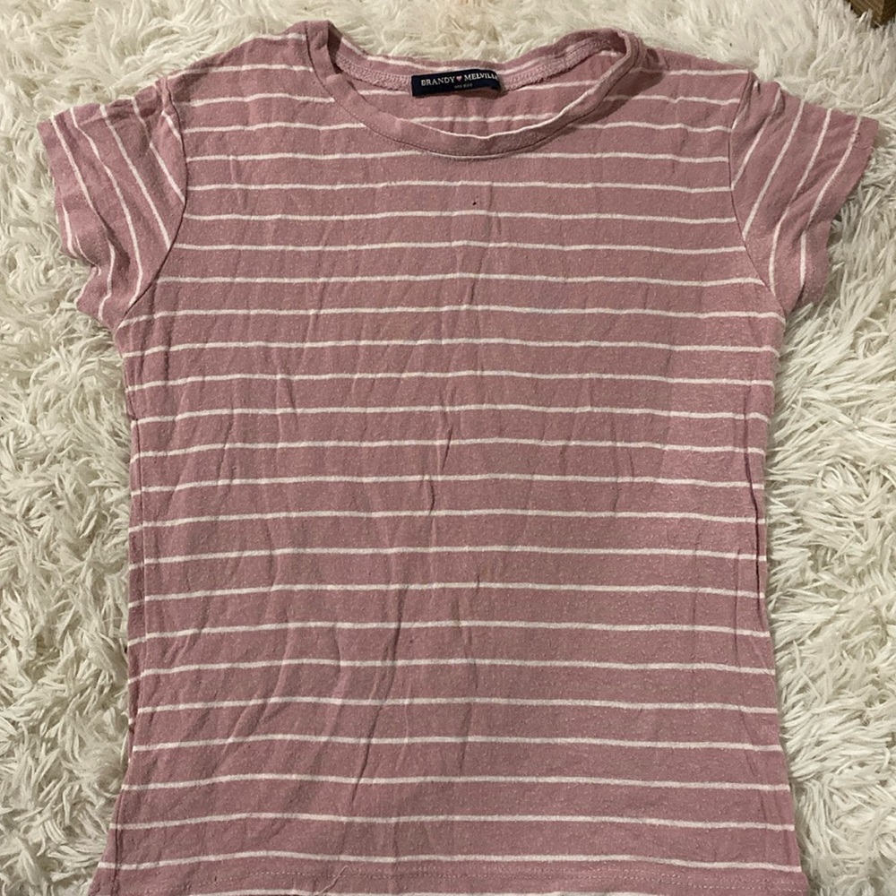 pink and white top
